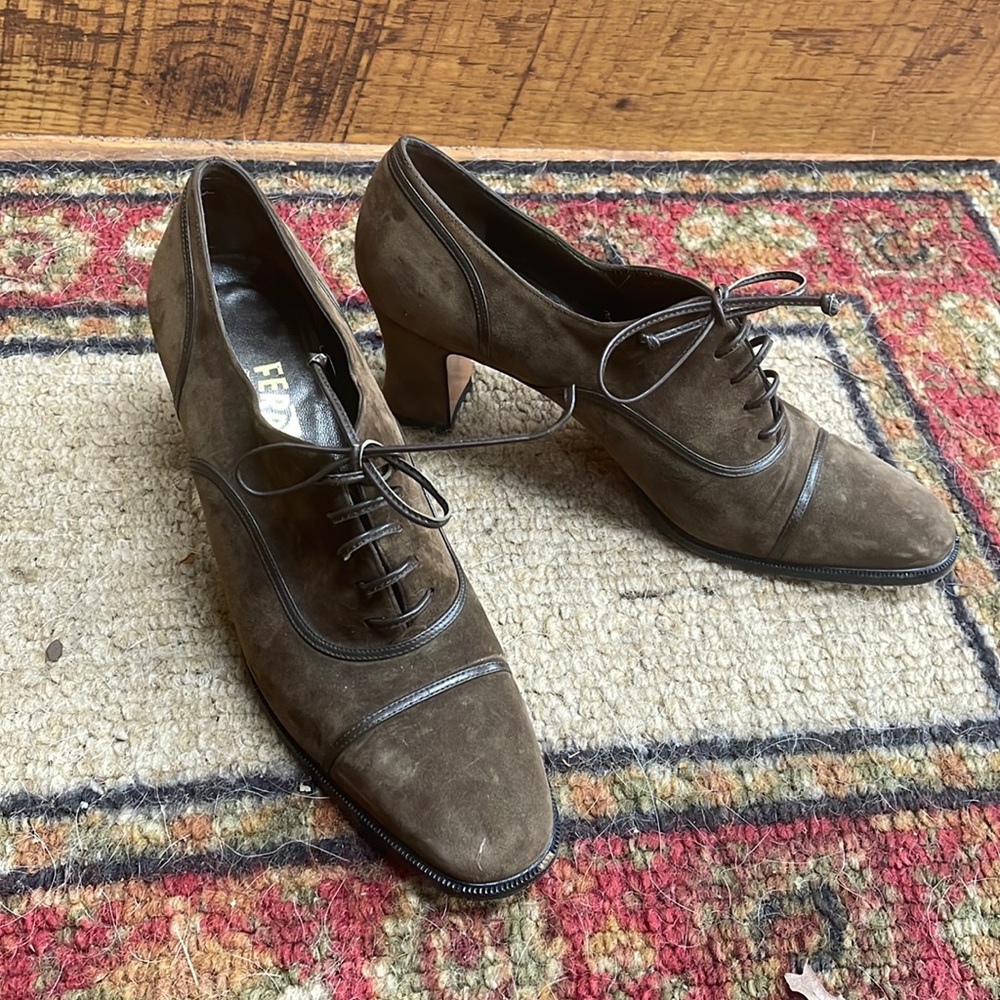 Salvatore Ferragamo Victorian Suede Oxford Pumps